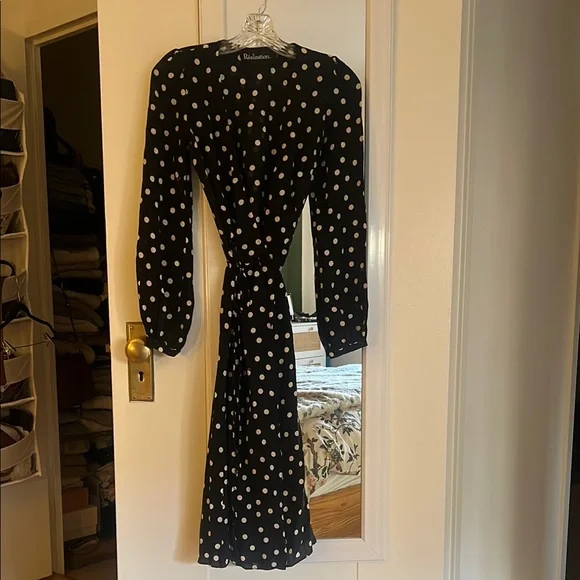 Realisation Par Black and White Polka Dot Silk Dress - Picture 1 of 3